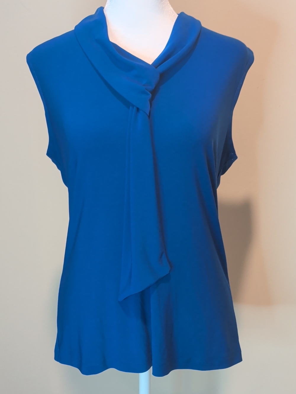 Jennie and Marlis  Sleeveless Silky Tie-Neck Blouse - Royal Blue